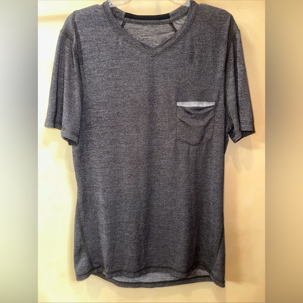 Lululemon Short Sleeve Pocket Athletic Shirt Heathered Gray Black Men’s Medium
